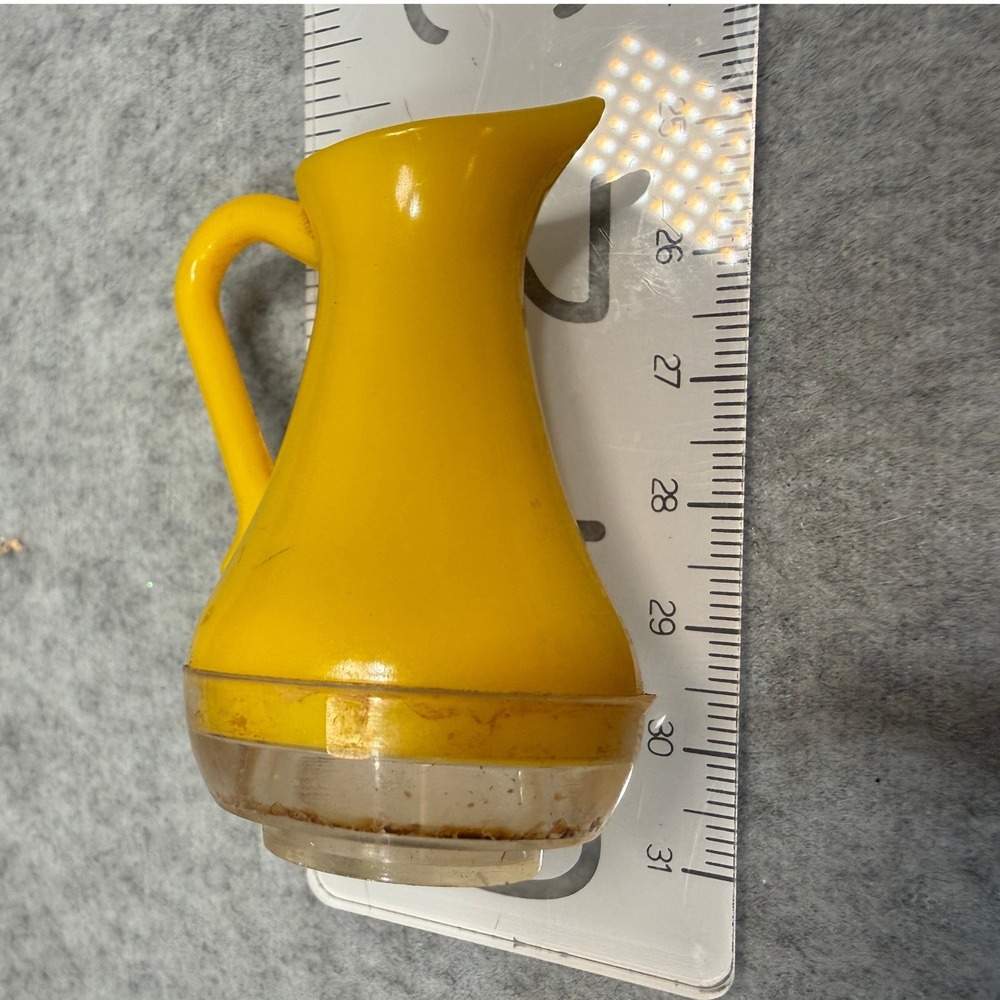 VTG Yellow Plastic Salt and Pepper Shakers Hand Painted Floral Pitcher Set MCM - Picture 7 of 9